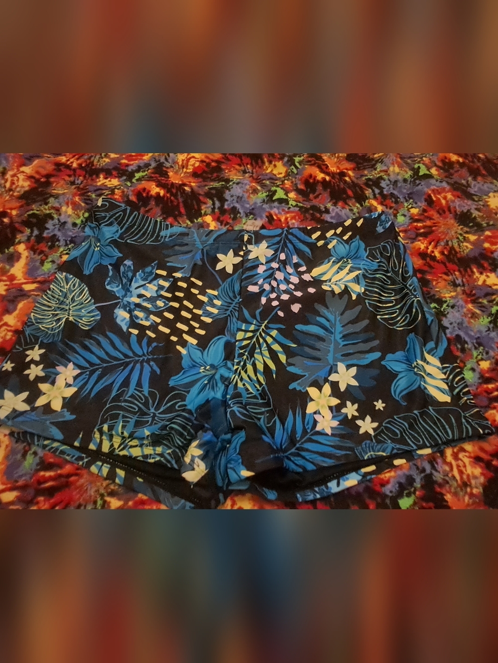 Tropical Floral Blue/Black Swim Bottoms